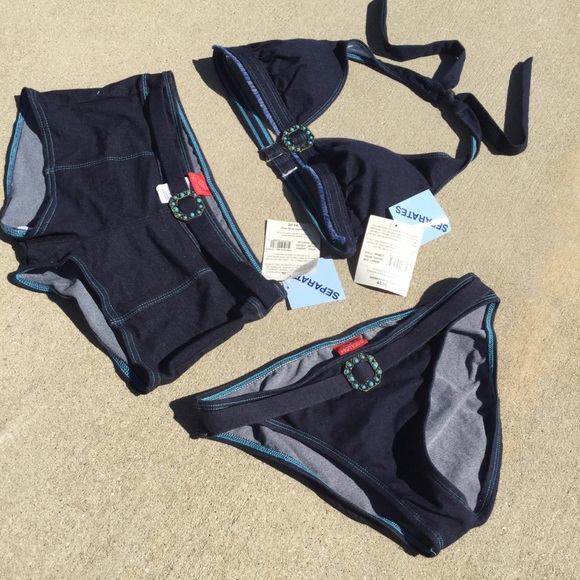 NWT 3pcs denim bikini set L top 2 M  bottoms - Picture 5 of 7